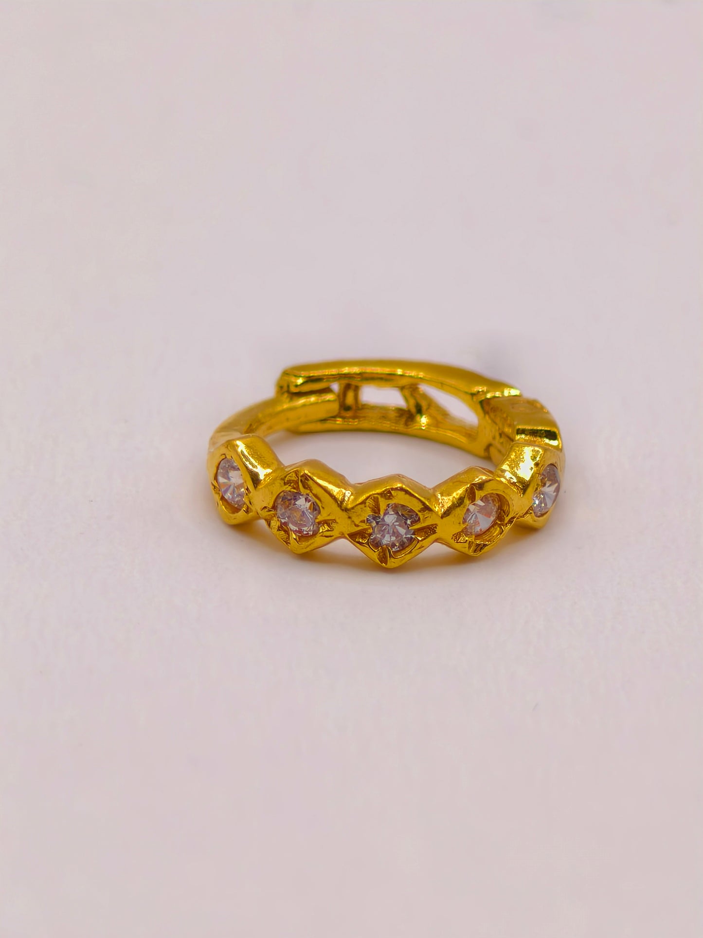 AVIRRA Gold Filled Crystal Heart Pattern Hoop Nose Ring
