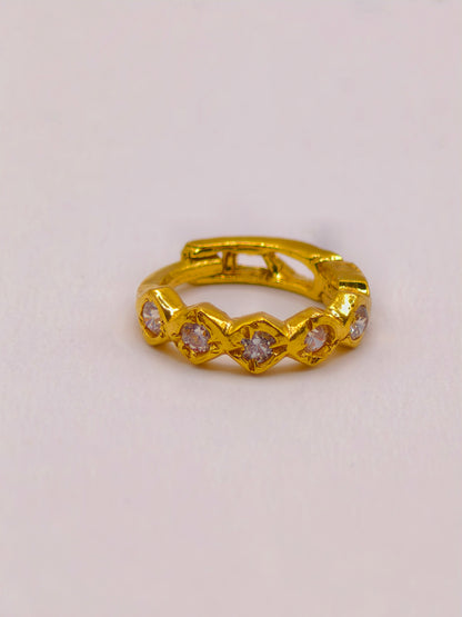 AVIRRA Gold Filled Crystal Heart Pattern Hoop Nose Ring