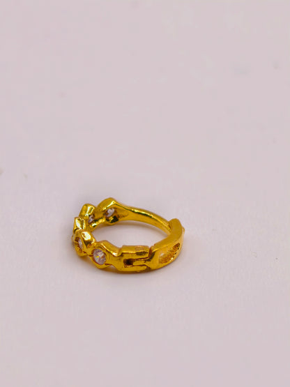 AVIRRA Gold Filled Crystal Heart Pattern Hoop Nose Ring