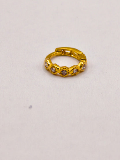 AVIRRA Gold Filled Crystal Heart Pattern Hoop Nose Ring