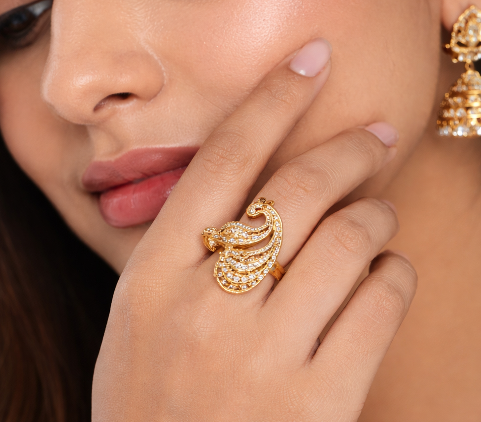 Peacock-Design Gold Filled Ring