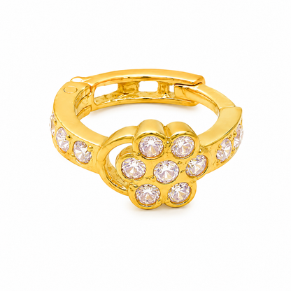 AVIRRA Gold Filled Floral Crystal Hoop Nose Ring