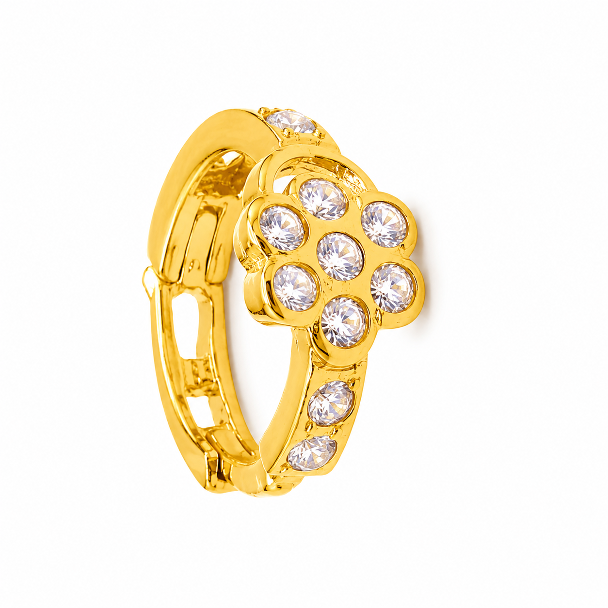 AVIRRA Gold Filled Floral Crystal Hoop Nose Ring