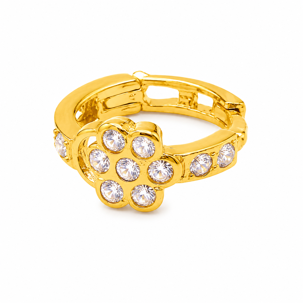 AVIRRA Gold Filled Floral Crystal Hoop Nose Ring