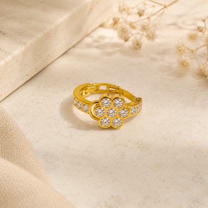 AVIRRA Gold Filled Floral Crystal Hoop Nose Ring