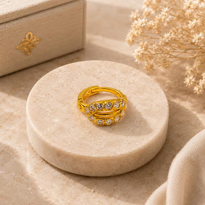 AVIRRA Gold Filled Double Row Crystal Hoop Nose Ring