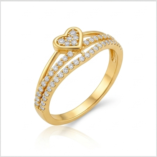 Elegant Gold Heart Pavé Ring with Sparkling Stones for Women