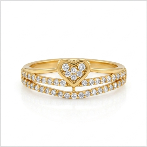 Elegant Gold Heart Pavé Ring with Sparkling Stones for Women
