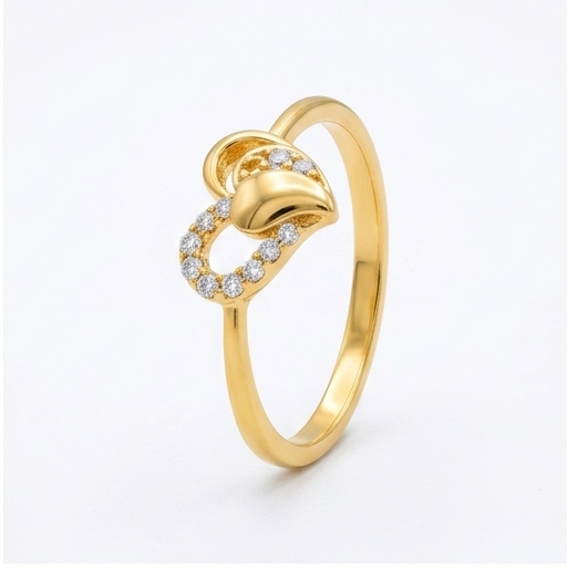 Elegant Gold Abstract Teardrop Halo Ring with Sparkling Stones for Women