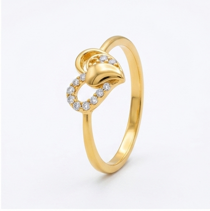 Elegant Gold Abstract Teardrop Halo Ring with Sparkling Stones for Women