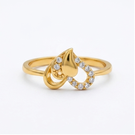 Elegant Gold Abstract Teardrop Halo Ring with Sparkling Stones for Women