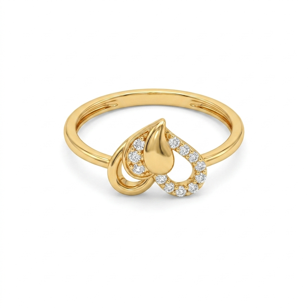 Elegant Gold Abstract Teardrop Halo Ring with Sparkling Stones for Women