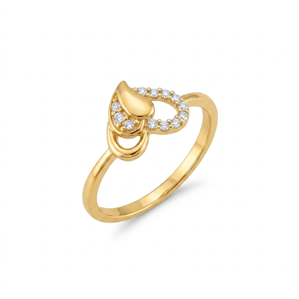 Elegant Gold Abstract Teardrop Halo Ring with Sparkling Stones for Women