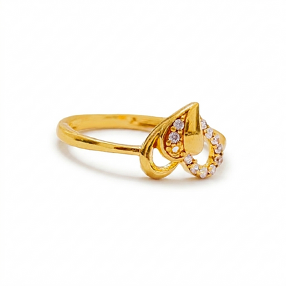 Elegant Gold Abstract Teardrop Halo Ring with Sparkling Stones for Women