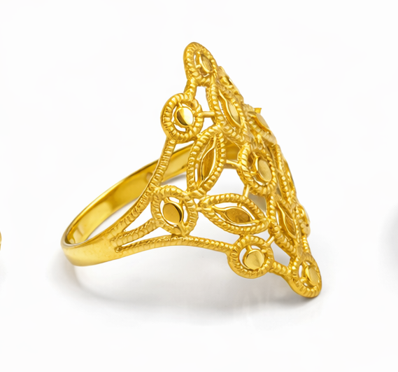 Designer Geometric Pattern Gold Filled Ring