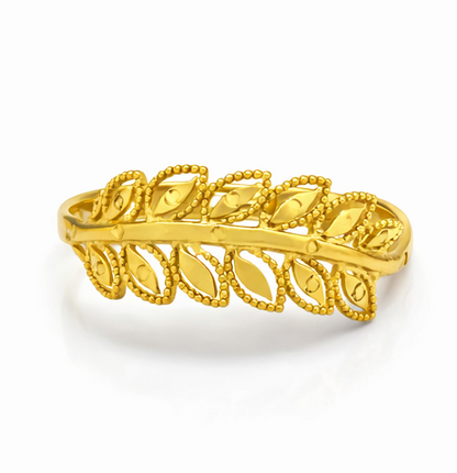 Elegant Leaf-Pattern Gold Filled Ring