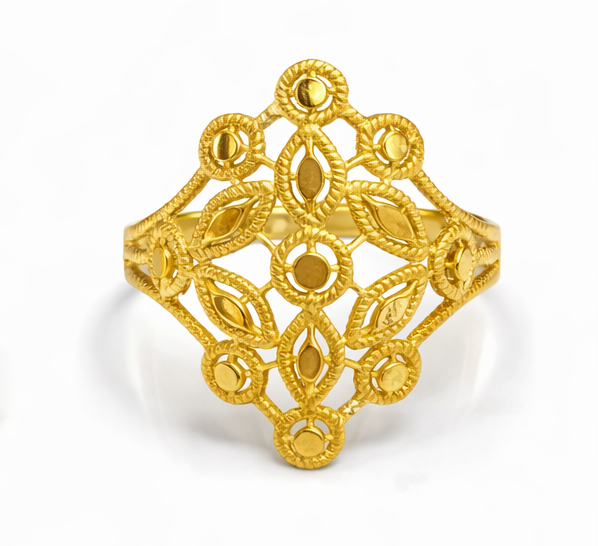 Designer Geometric Pattern Gold Filled Ring