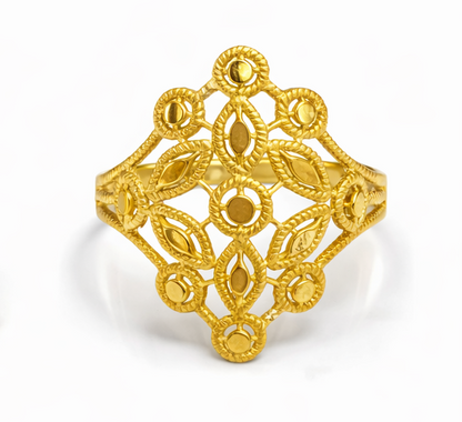 Designer Geometric Pattern Gold Filled Ring