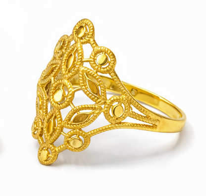 Designer Geometric Pattern Gold Filled Ring