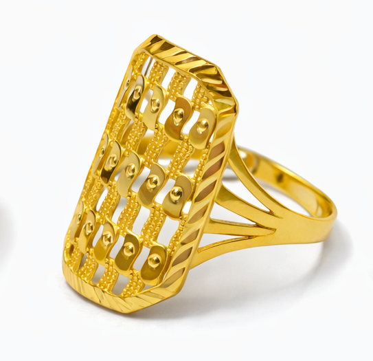 Gold Filled Ring with a Rectangular Open-Grid Design