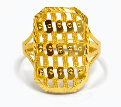 Gold Filled Ring with a Rectangular Open-Grid Design