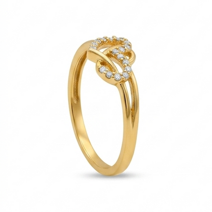 Elegant Gold Dual Heart Twist Ring with Sparkling Stones for Women