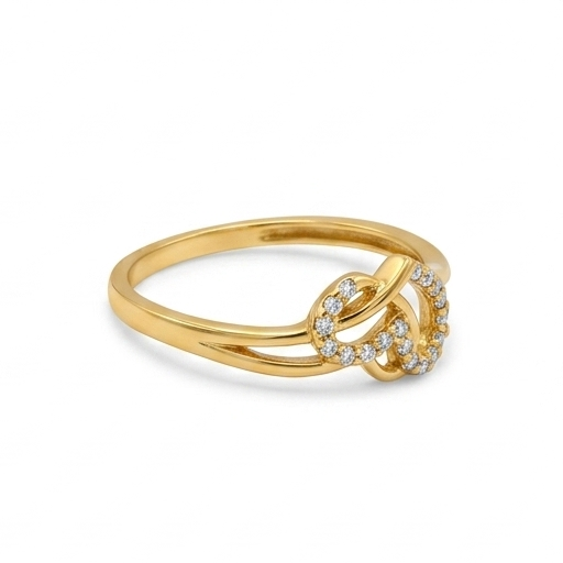 Elegant Gold Dual Heart Twist Ring with Sparkling Stones for Women