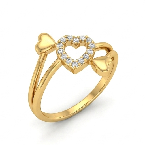 Elegant Gold Triple Heart Ring with Sparkling Stones for Women