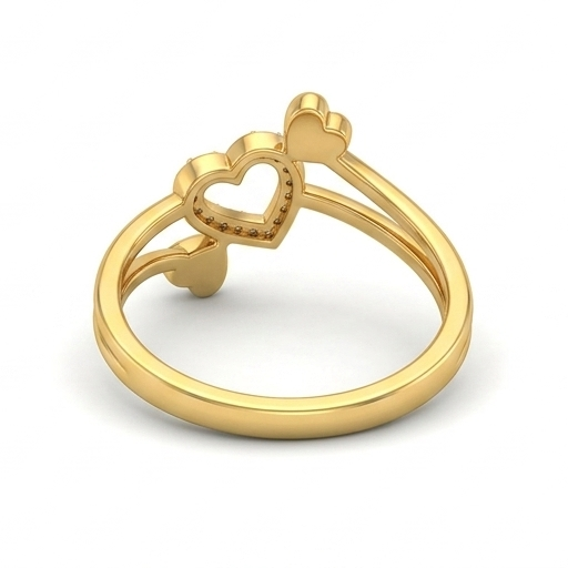 Elegant Gold Triple Heart Ring with Sparkling Stones for Women