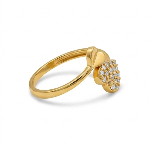 Elegant Gold Heart Drop Ring with Sparkling Stones for Women