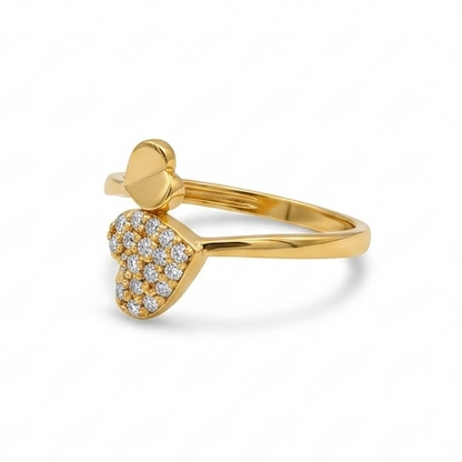 Elegant Gold Heart Drop Ring with Sparkling Stones for Women