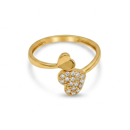Elegant Gold Heart Drop Ring with Sparkling Stones for Women