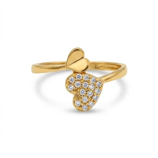 Elegant Gold Heart Drop Ring with Sparkling Stones for Women