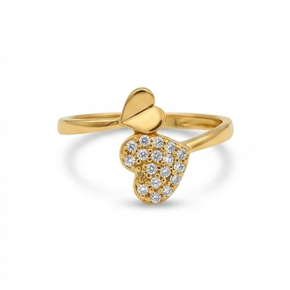 Elegant Gold Heart Drop Ring with Sparkling Stones for Women