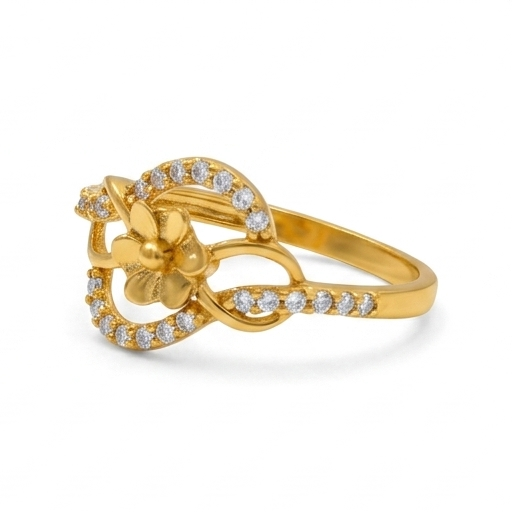 Elegant Gold Floral Infinity Ring with Sparkling Stones for Women