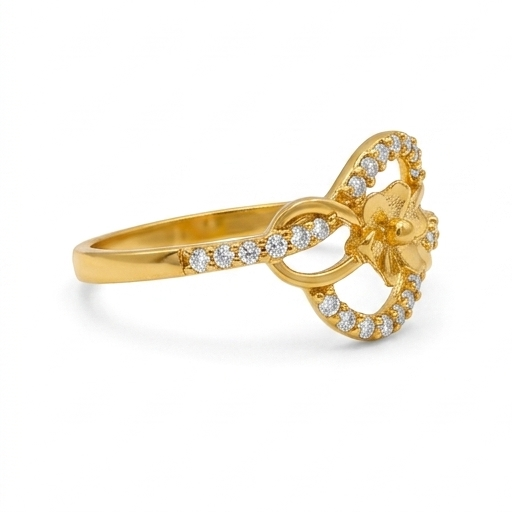 Elegant Gold Floral Infinity Ring with Sparkling Stones for Women