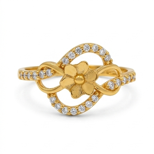 Elegant Gold Floral Infinity Ring with Sparkling Stones for Women