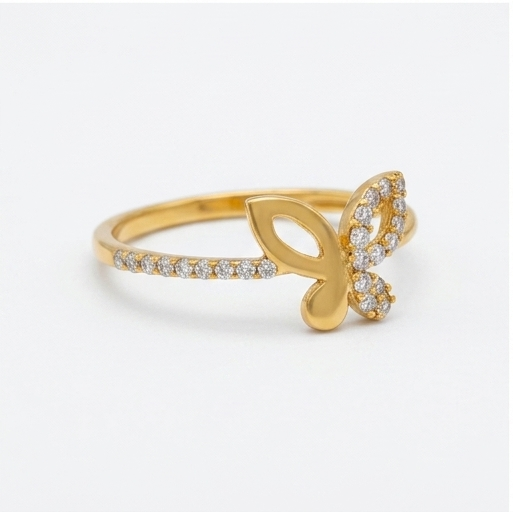 Elegant Gold Butterfly Ring with Sparkling Stones for Women