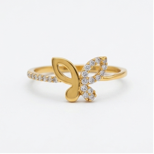 Elegant Gold Butterfly Ring with Sparkling Stones for Women