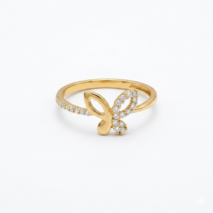 Elegant Gold Butterfly Ring with Sparkling Stones for Women