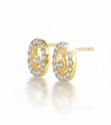 Swan Halo Gold Filled Stud Earrings