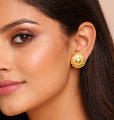 Floral Sunburst Gold Filled Stud Earrings