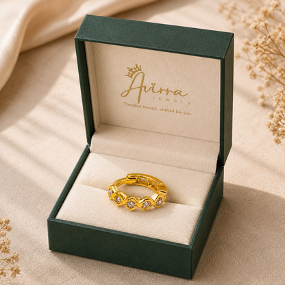 AVIRRA Gold Filled Crystal Heart Pattern Hoop Nose Ring