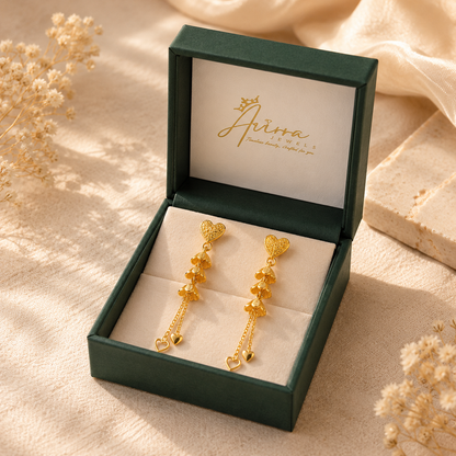 AVIRRA Gold Filled Heart Bell Tassel Earrings