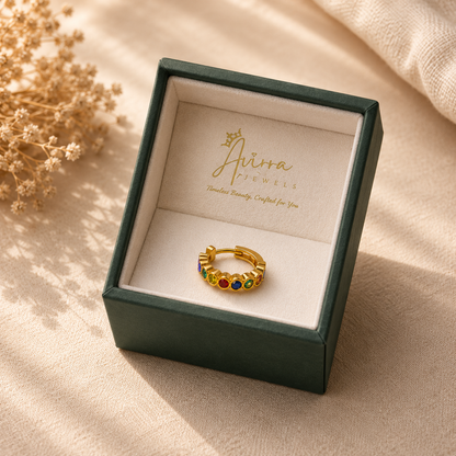 AVIRRA Gold Filled Multi-Color Crystal Hoop Nose Ring