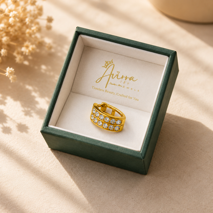 AVIRRA Gold Filled Double Row Crystal Hoop Nose Ring