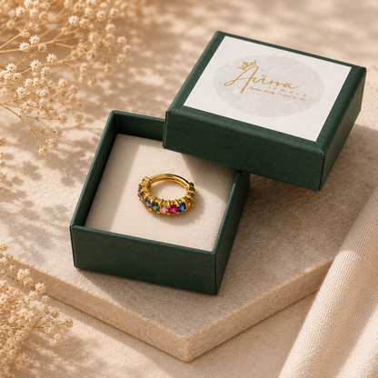 AVIRRA Gold Filled Multi-Color Crystal Half Hoop Nose Ring
