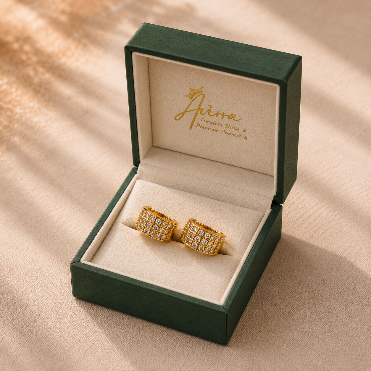 AVIRRA Gold Filled Multi-Row Diamond style Huggie Earrings