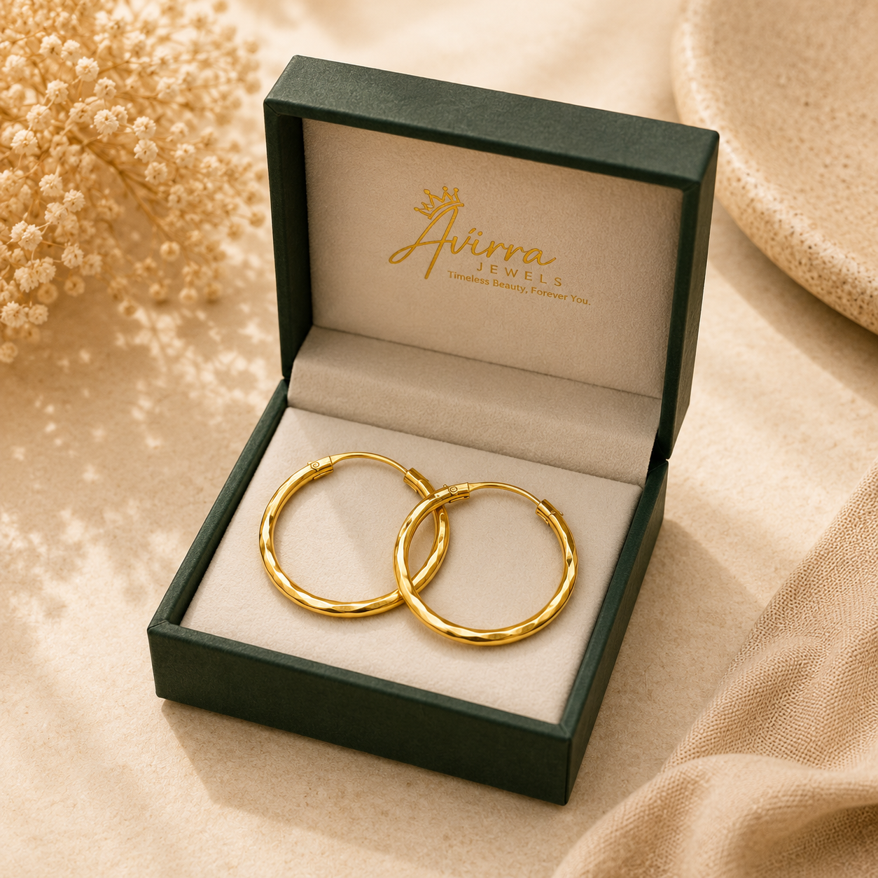 AVIRRA Gold Filled Classic Faceted Hoop Earrings