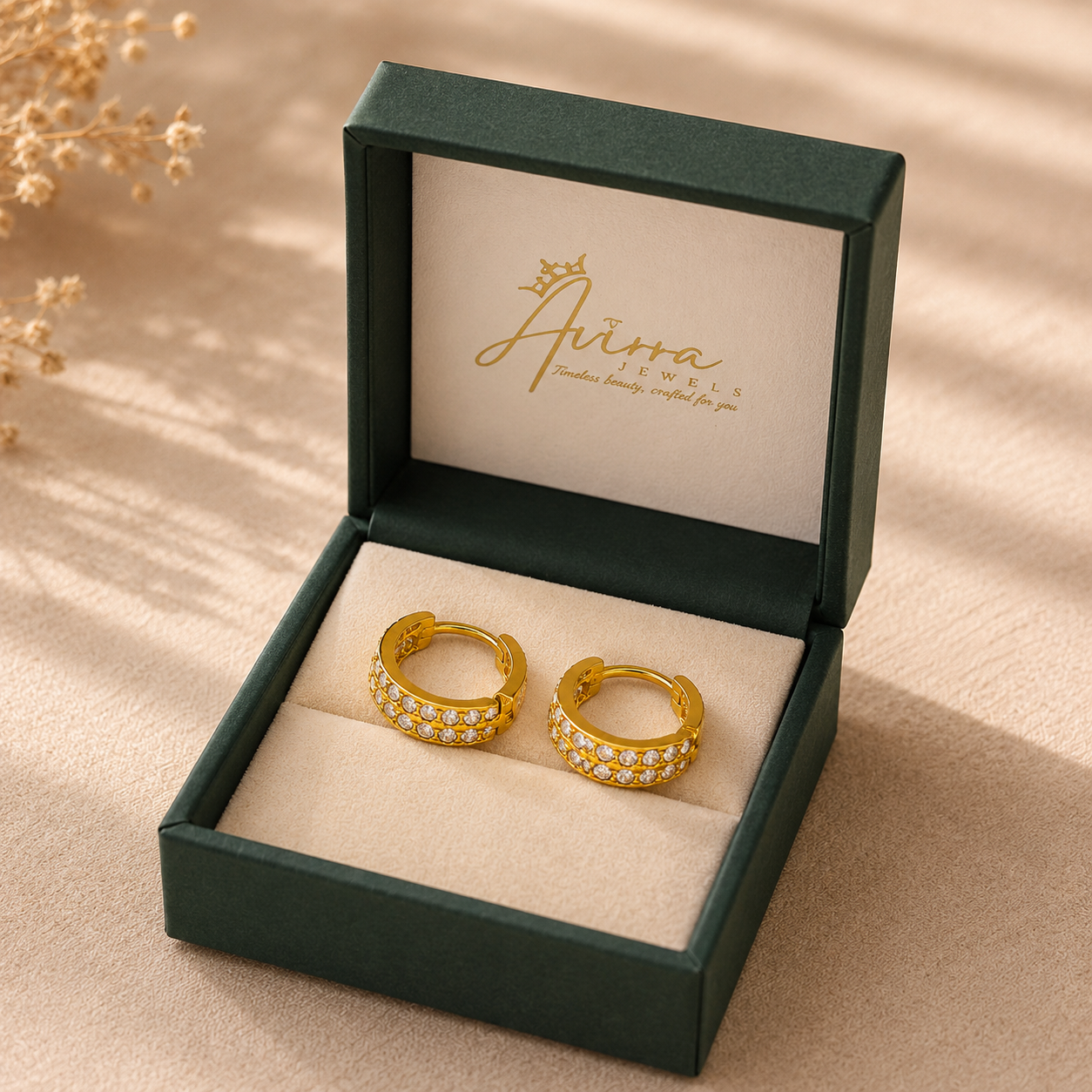 AVIRRA Gold Filled Diamond style Crystal Hoop Earrings